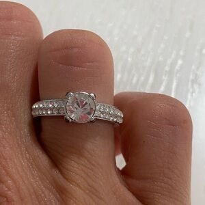 Silver Swarovski Diamond Ring sz 7 or 7.5
